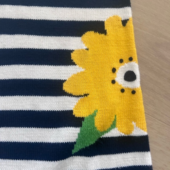 Florence Eiserman Striped Navy and White Kids Dress with Yellow Flower - Picture 2 of 6